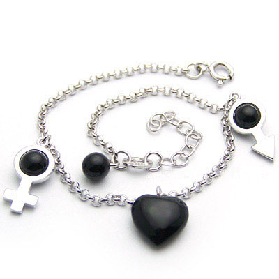 男孩女孩爱情符号纯银手链