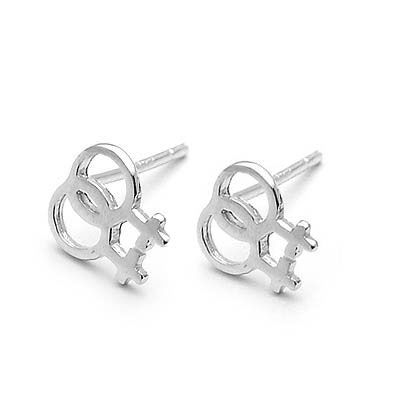 [2对价]男孩女孩符号纯银耳钉[精品]