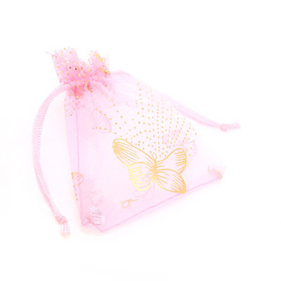 粉色蝴蝶漂亮纱网礼品袋