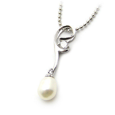 380166珍珠锆石纯银吊坠