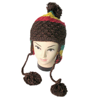 时尚女式流行帽子/精品彩条女式护耳帽子