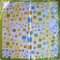 彩方块嫩绿镶边个性丝巾/特色商务丝巾