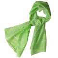 时尚绿底白点长丝巾货源