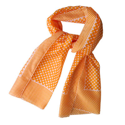 流行橙黄底白点丝巾/两元五元多元长形丝巾