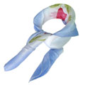 喇叭花蓝色方丝巾/2元店花朵图案小方巾