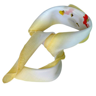 蜻蜓点水小红花黄边丝巾/便宜外贸原单丝巾