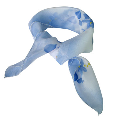蓝色小花朵春季丝巾/四季通用小丝巾