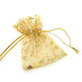 金色漂亮玫瑰纱网首饰袋货源
