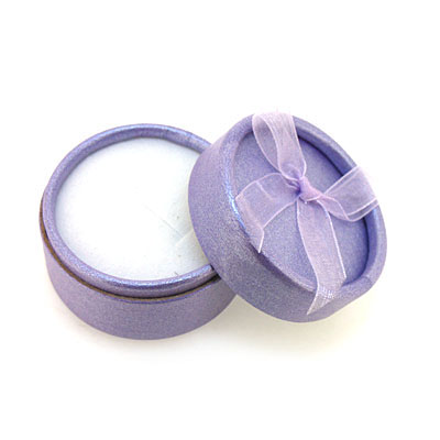 淡紫色丝绸布圆形戒指手饰盒