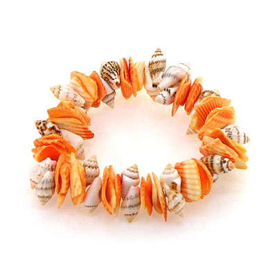 橙色贝壳片海螺手链