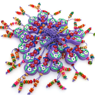 平安花瓶软陶手机链紫色