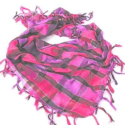 双色品牌格子围巾/紫红灰棉麻涤纶千鸟格子大方格围巾