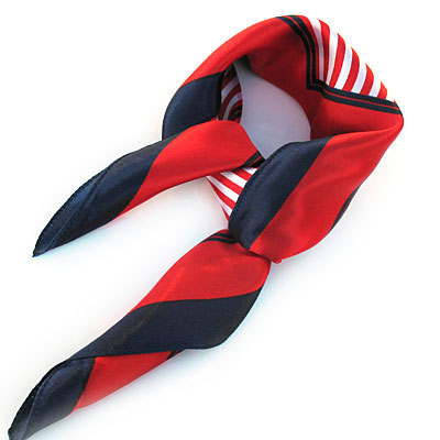 韩国明星同款丝巾/红黑经典搭配高档条纹丝巾