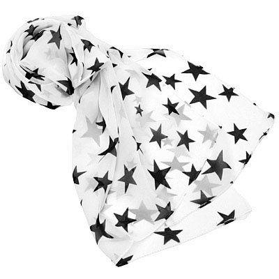 厂家直销白底五角星星可爱雪纺流行围巾
