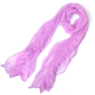浅紫弹力丝时尚长款围巾/流行皱褶长巾