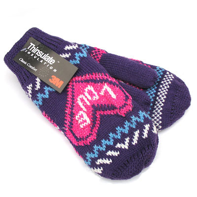手套店货源冬季必备韩版love桃心深紫超暖和冬季手套