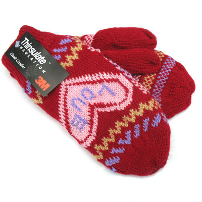 超暖和心形防寒手套/love桃心红色冬天保暖手套