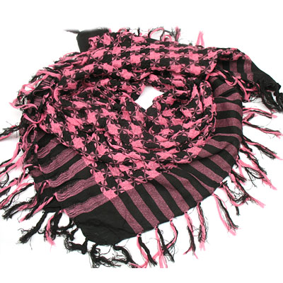 韩国风情大方巾格子围巾粉红色