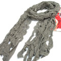 灰色毛线镂空带丝线围巾