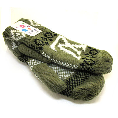 毛线织冬天保暖手套绿色个性款手套