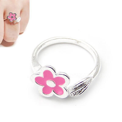 粉色梅花可爱花朵开口戒指