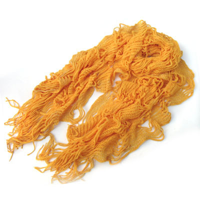 韩版靓丽黄色保暖毛线提花围巾