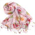 可爱田园风格红玫瑰棉麻长款围巾