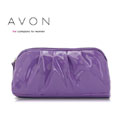 优雅紫罗兰亮面褶皱化妆包收纳包手拿包性价比高